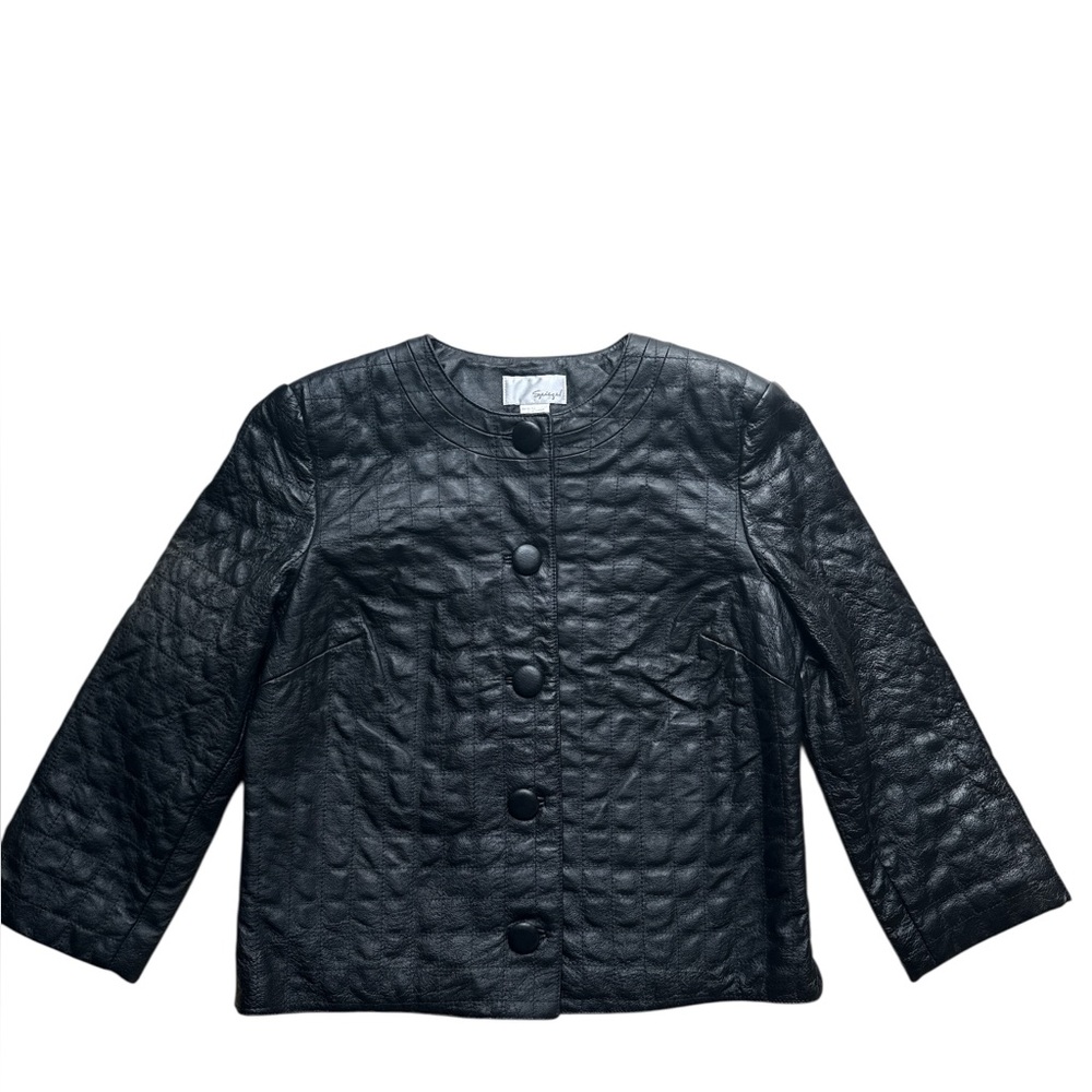 NWT Spiegele vintage Black Quilted Women's Jacket crop jacket size 8 medium